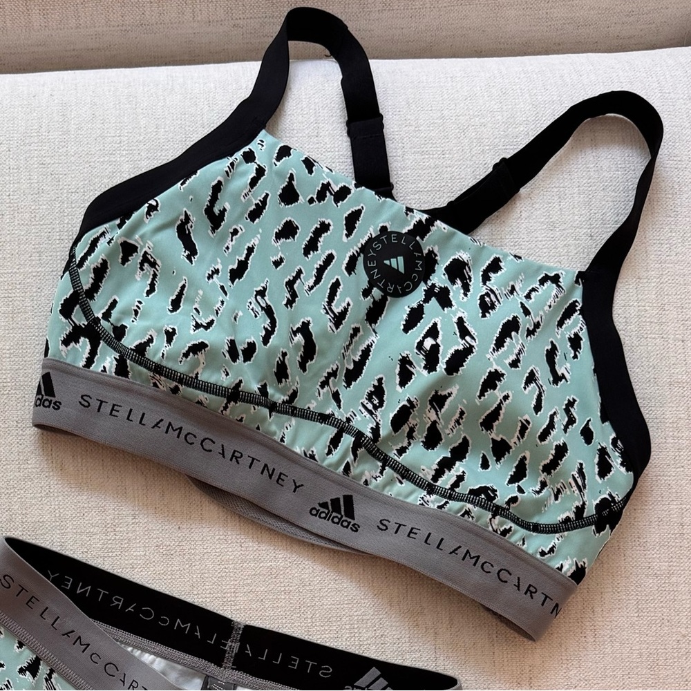 Adidas by Stella McCartney light blue and Black Patterned Sports Bra